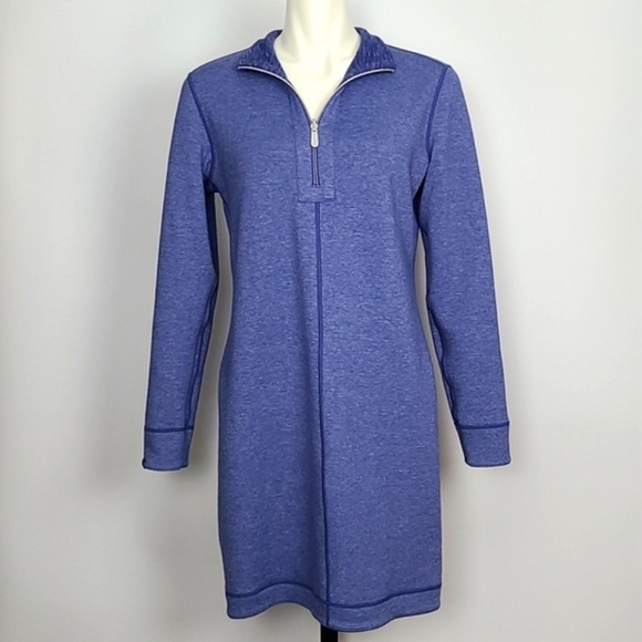 Tommy Bahama Reversible Heathered Blue Stretch Mid Zip Cotton Blend Size Small - Picture 2 of 10
